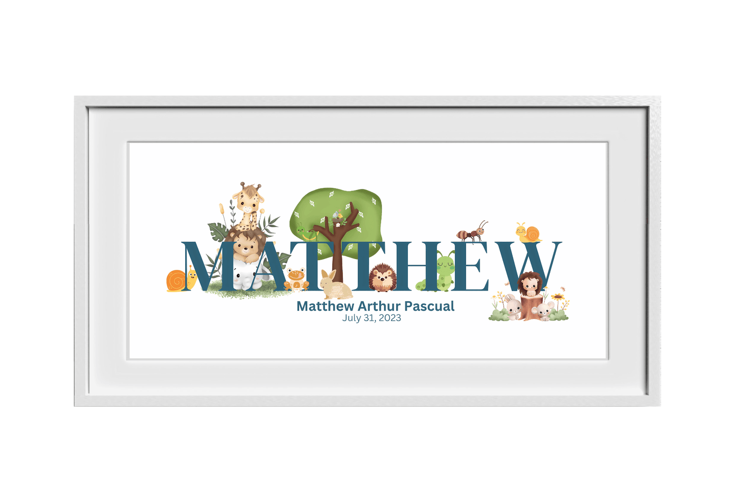 Personalized Kids Name Art Zoo Animals