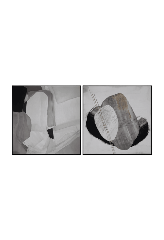CP027029 Neutral Black, Brown, Beige, and White Abstract Design Canvas Prints Wall Decor