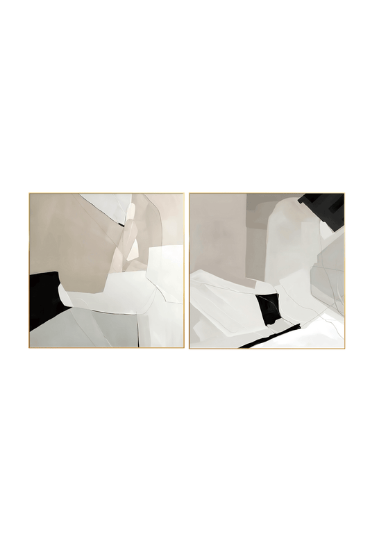CP027029 Neutral Black, Brown, Beige, and White Abstract Design Canvas Prints Wall Decor