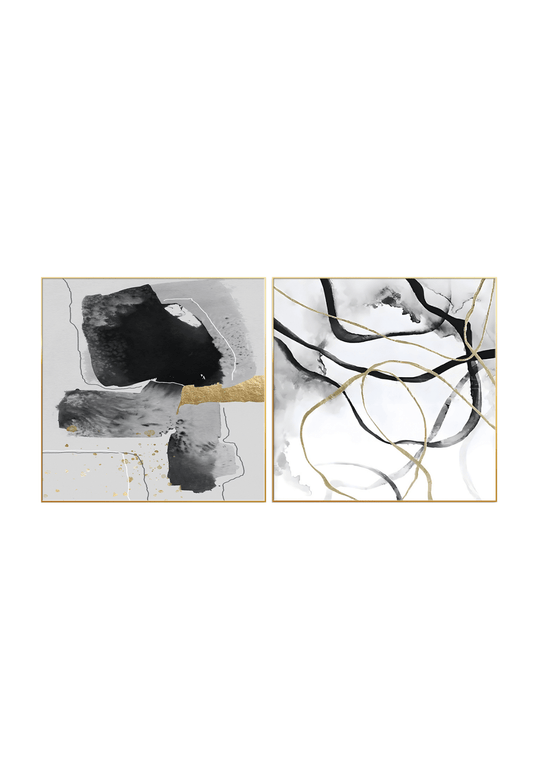CP032041 Black, Gold, Gray, and White Abstract Design Canvas Prints Wall Decor