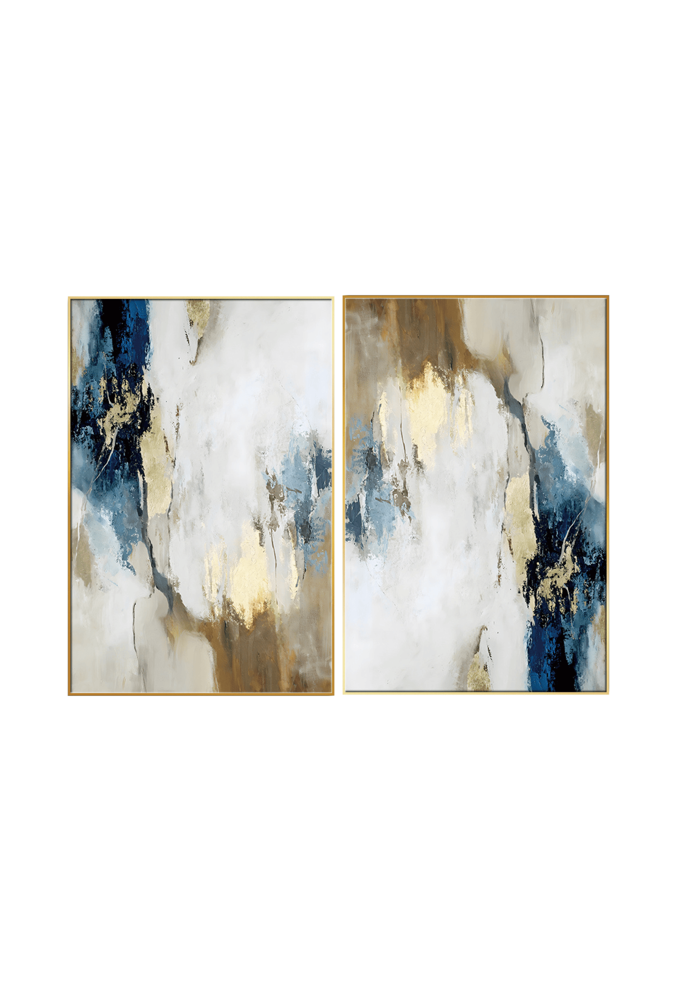 CP064 Abstract Blue, Gold, Brown and White Canvas Prints Wall Decor