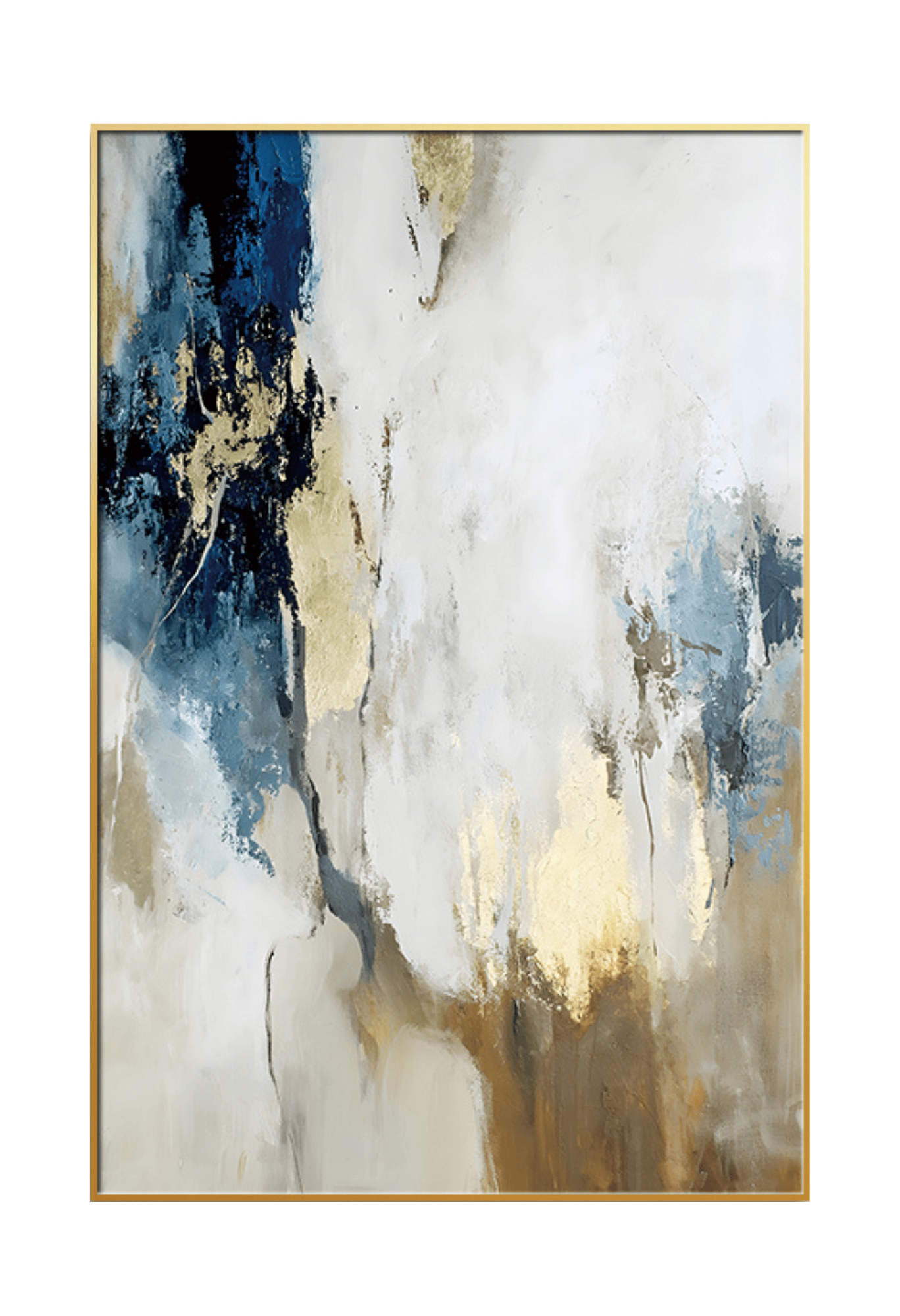CP064 Abstract Blue, Gold, Brown and White Canvas Prints Wall Decor