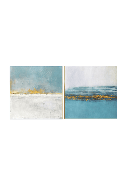 CP039040 Modern Blue, White, and Gold Abstract Design Canvas Prints Wall Decor