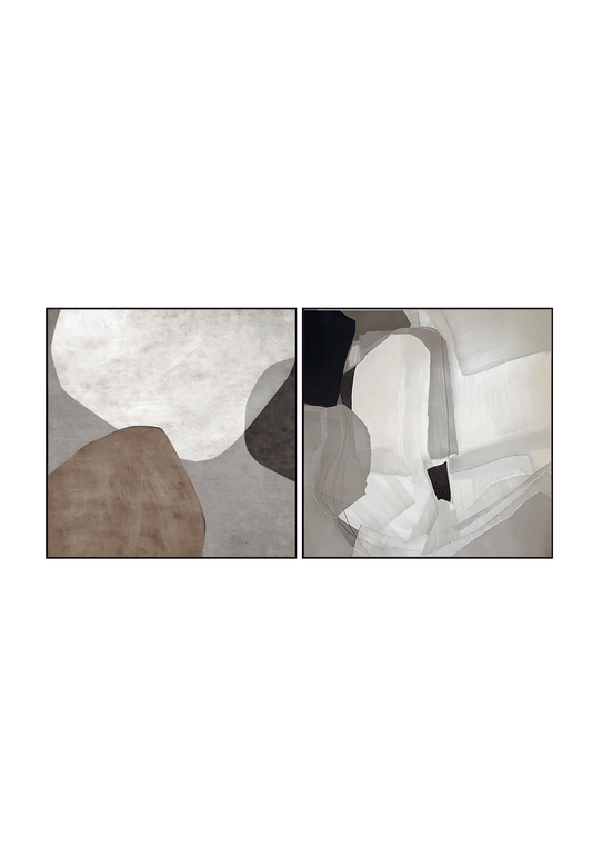 CP027126 Neutral Black, Brown, Beige, and White Abstract Design Canvas Prints Wall Decor