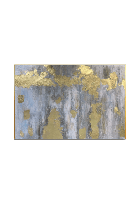 HP022 Abstract Gray with Gold Foil  Hand-Painted Wall Decor