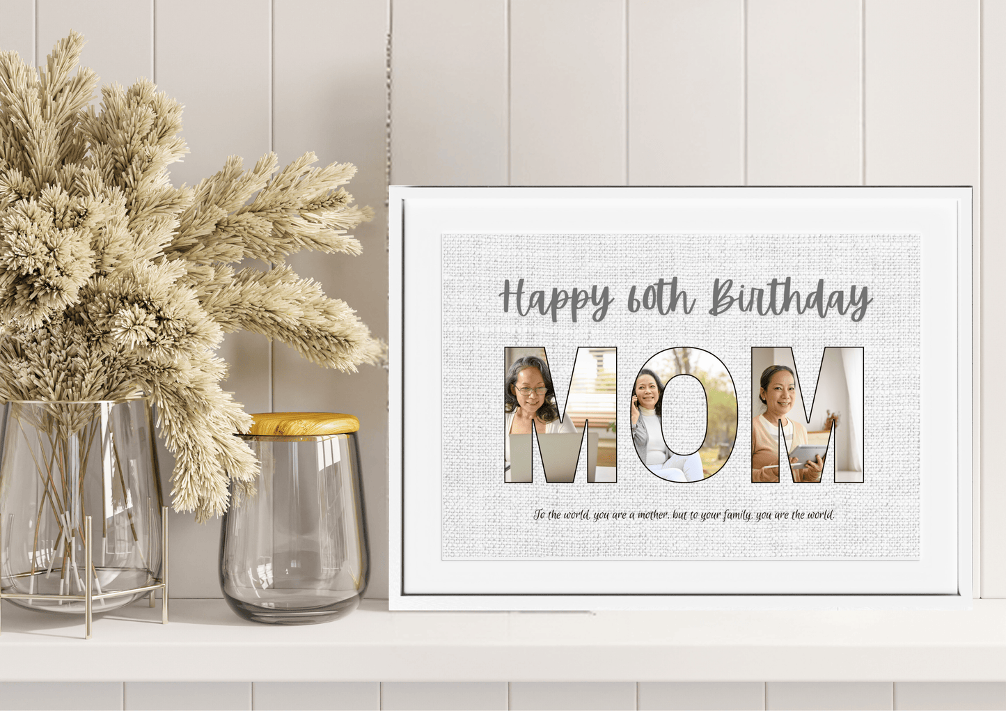 Personalized Happy Birthday Collage Wall Art for Moms