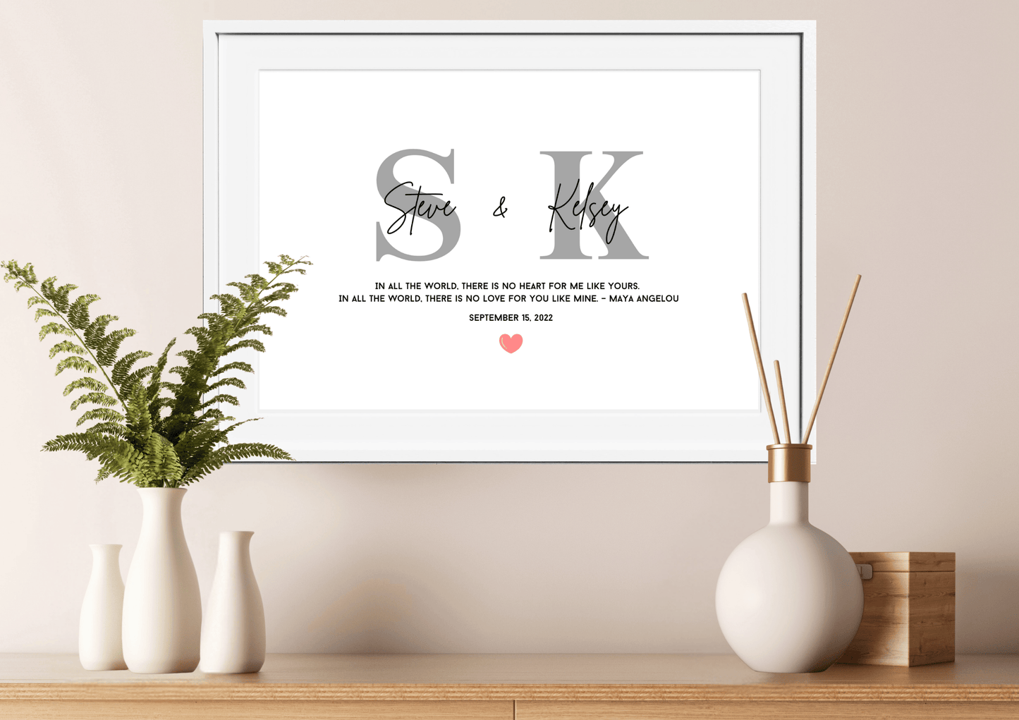 Personalized Couple Initials Wall Decor with Quote