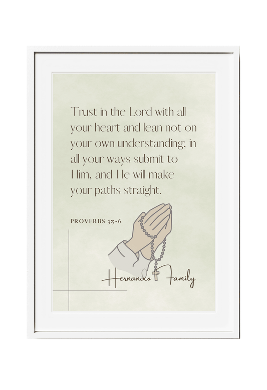 Personalized Family Bible Verse Wall Decor Proverbs 3:5-6