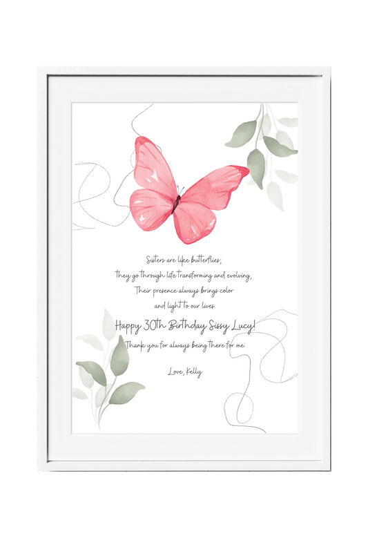Personalized Happy Birthday Sister Wall Art