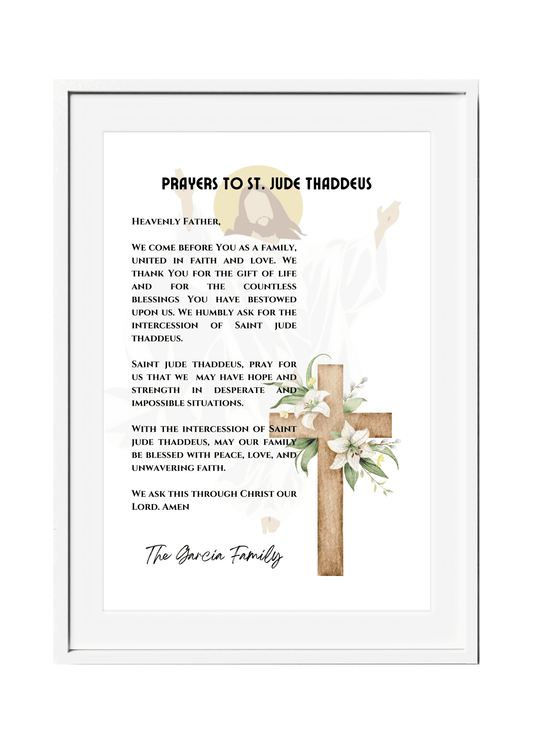 Personalized Family Prayer for Saint Intercession Poster
