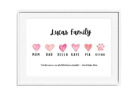 Personalized Family Wall Decor - Hearts