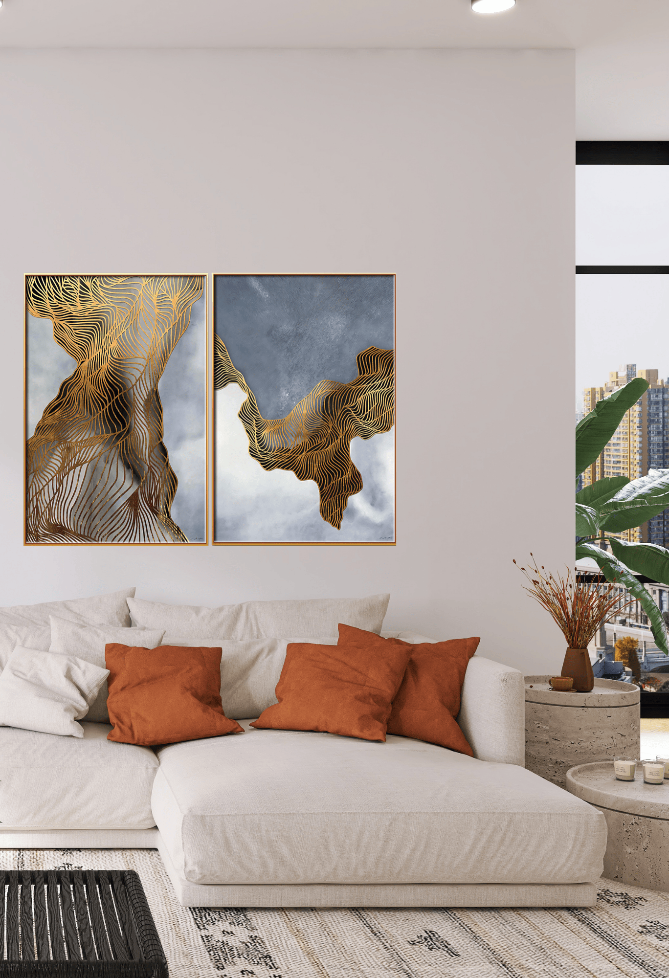 CP058059 Abstract Black, Grey and Gold Canvas Prints Wall Decor
