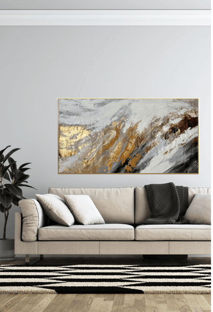 HP048 Abstract Neutral Hand-Painted Wall Decor