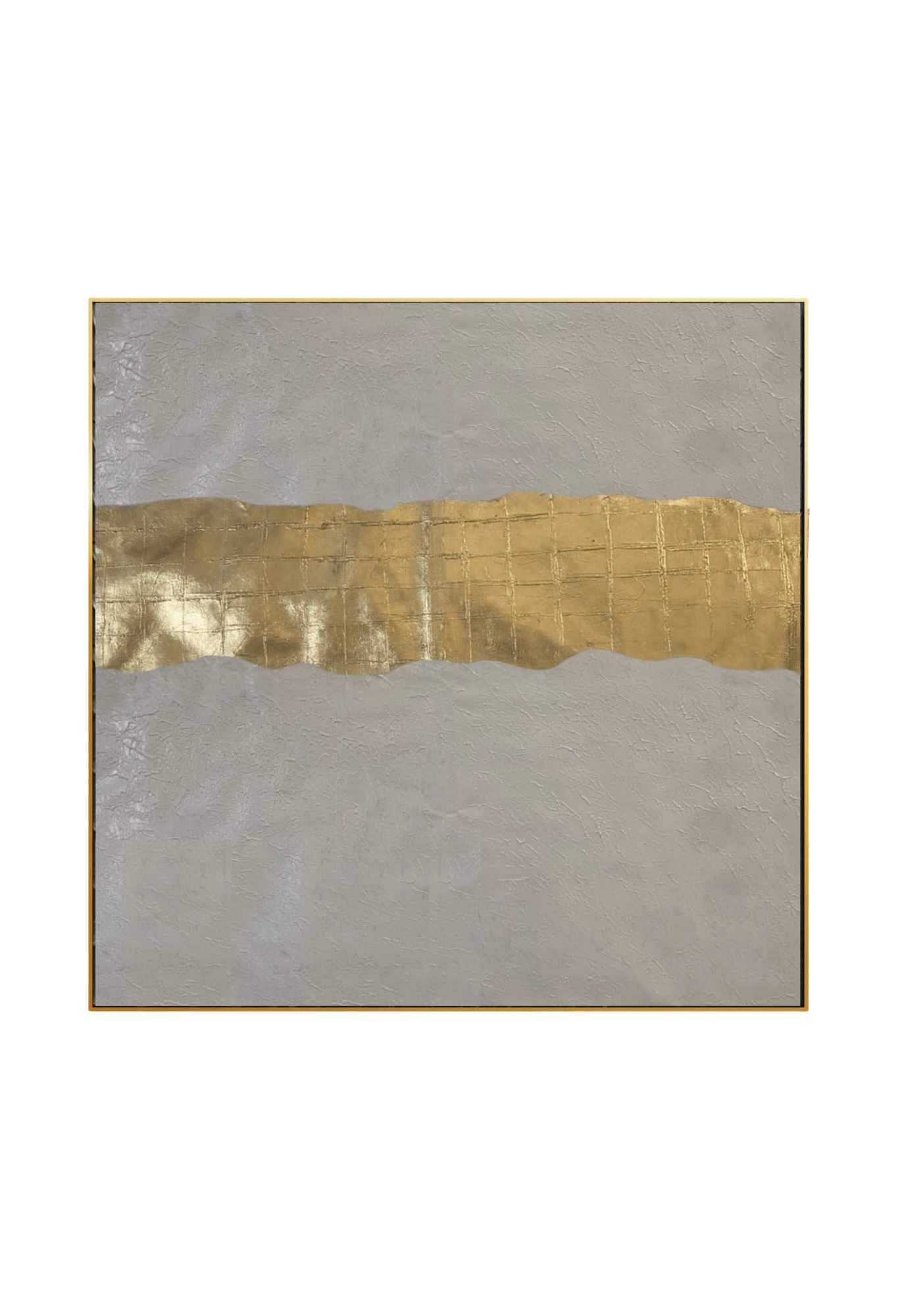 HP043 Abstract Minimalist White Acrylic with Gold Foil Hand-Painted Wall Decor