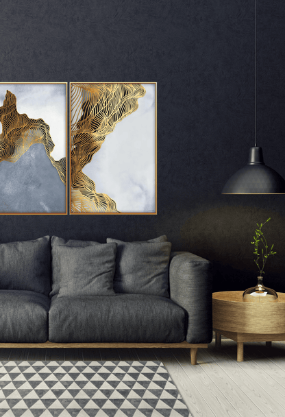 CP076077 Abstract Black, Grey and Gold Canvas Prints Wall Decor