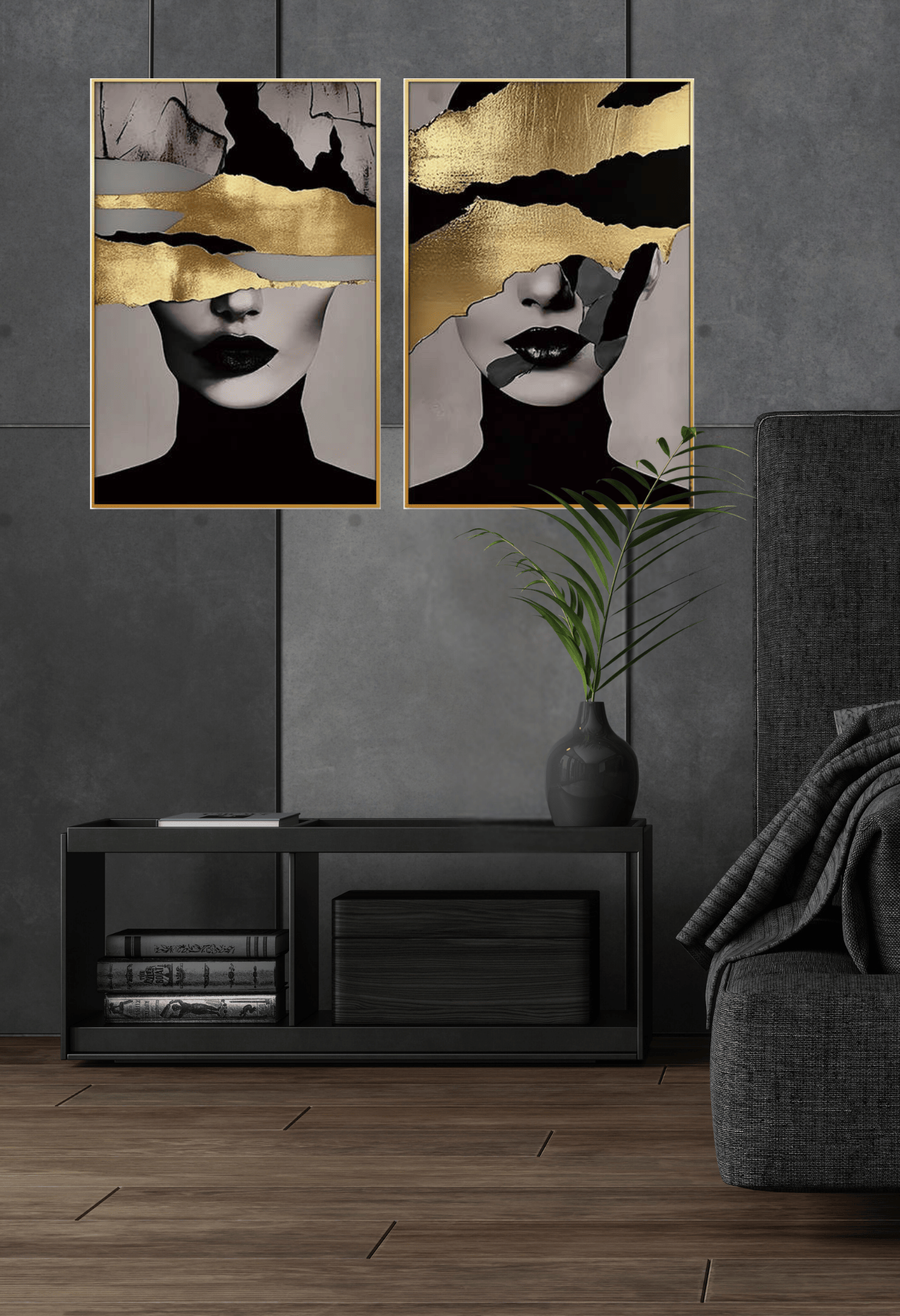 CP156 Gold Woman Canvas Prints Wall Decor