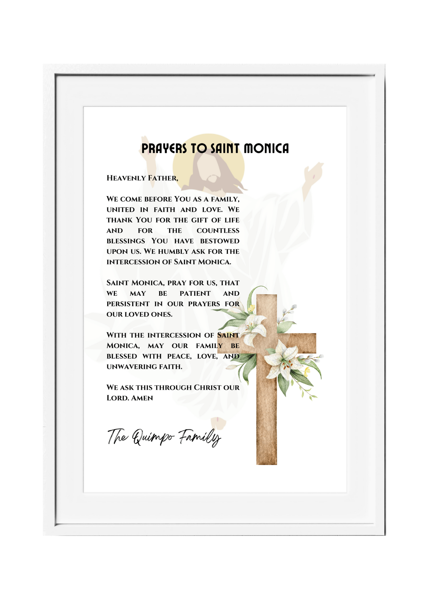 Personalized Family Prayer for Saint Intercession Poster