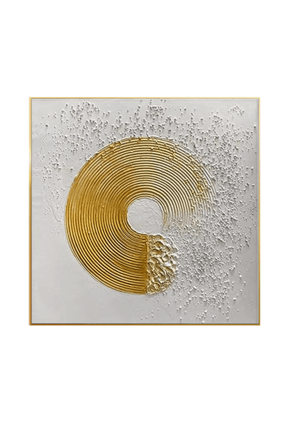 HP005 Gold Round Abstract Acrylic Hand-Painted Wall Decor