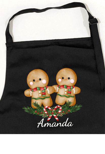 Personalized Christmas Aprons: Gingerbread Duo & Car Hauling Christmas Tree Designs