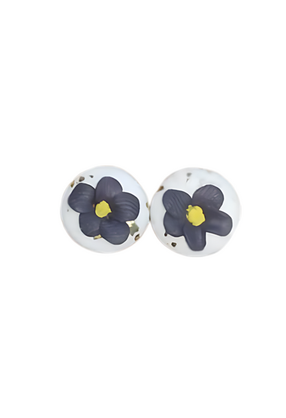 Paula's Floral Finds Handmade Tiny Bloom Polymer Clay Stud Earrings