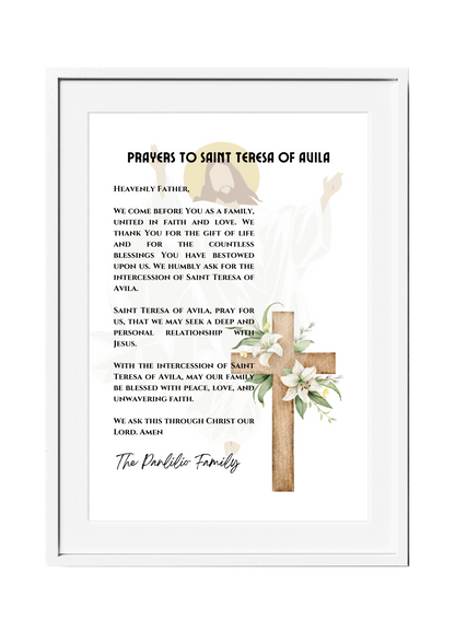 Personalized Family Prayer for Saint Intercession Poster