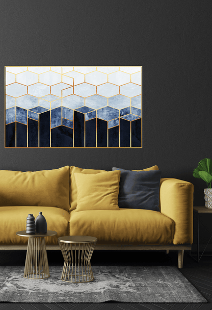 CP065 Blue and Gold Abstract Design Canvas Print Wall Decor