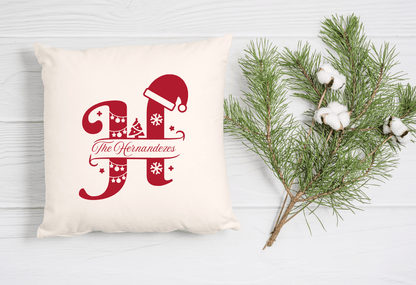Personalized Christmas Alphabet Cushion Cover (Pillow Insert Not Included)
