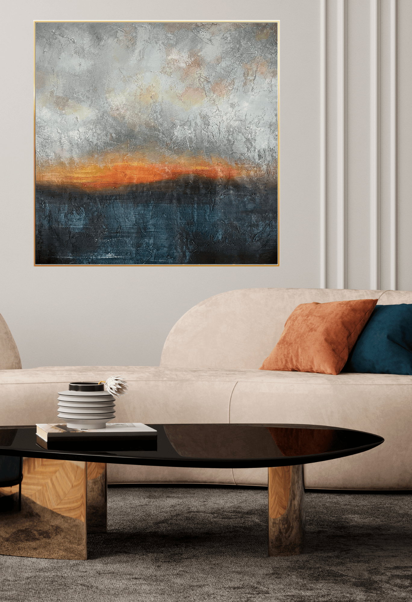 HP053 Sunset Abstract Acrylic Hand-Painted Wall Decor