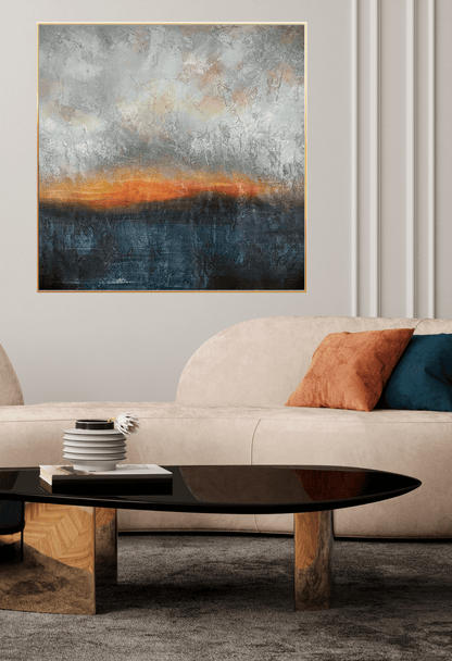 HP053 Sunset Abstract Acrylic Hand-Painted Wall Decor
