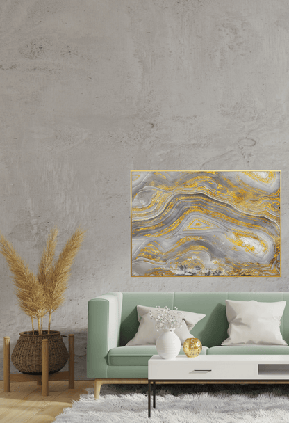 CP081 Gray and Gold Abstract Canvas Print Wall Decor