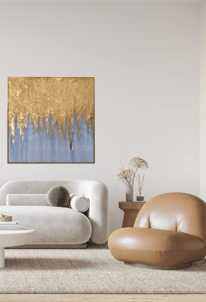 HP040 Abstract Champagne Gold Acrylic Hand-Painted Wall Decor