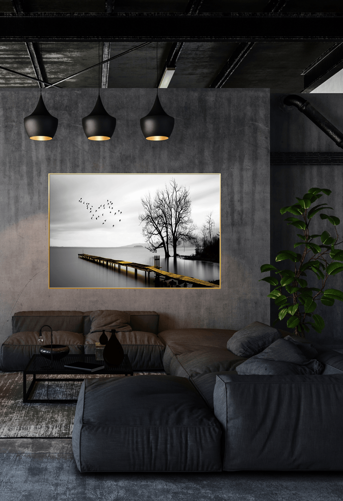 CP083 Black and White Landscape Canvas Print Wall Decor