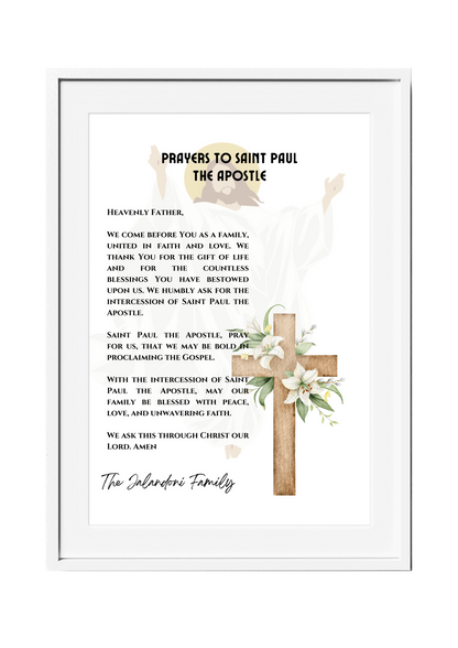 Personalized Family Prayer for Saint Intercession Poster