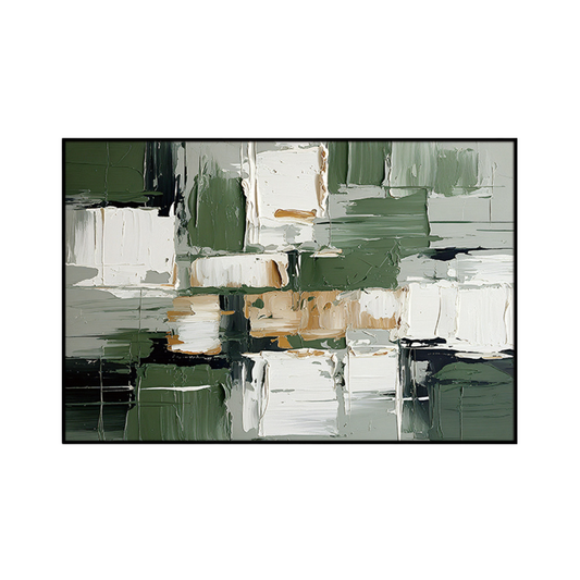 CP176 Green and White Abstract Print Wall Decor