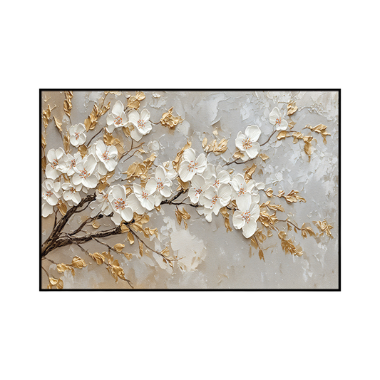 CP180 Gold and White Cherry Blossoms Print Wall Decor