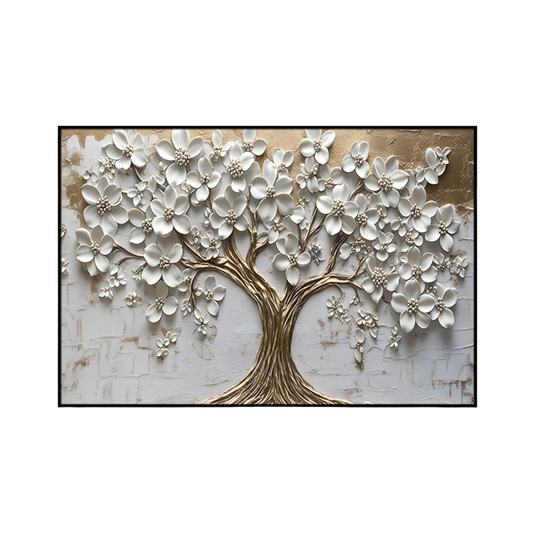 CP177 White and Gold Tree Print Wall Decor