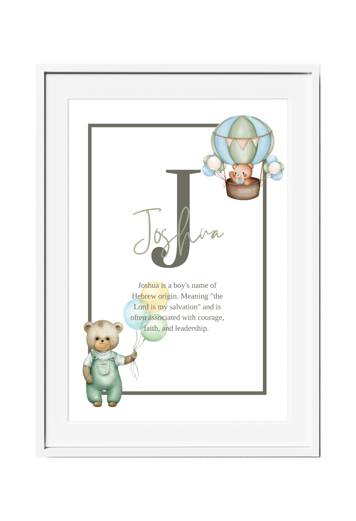 Personalized Kids Name Meaning Wall Art - Green