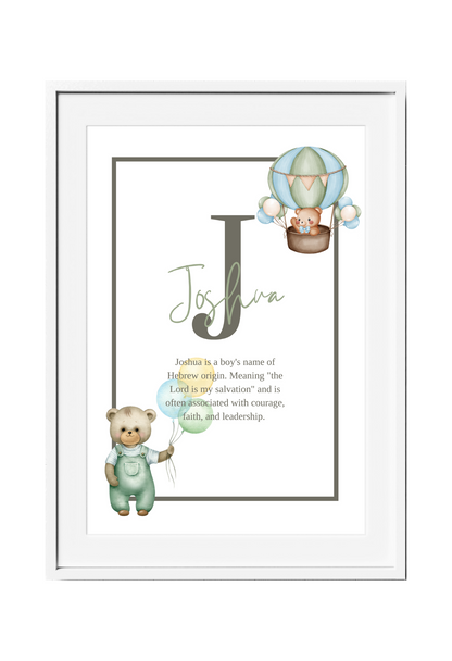 Personalized Kids Name Meaning Wall Art - Green
