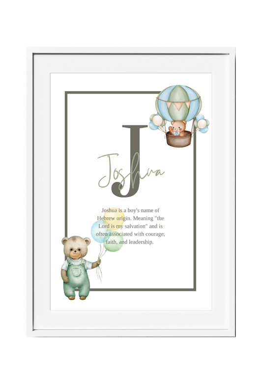 Personalized Kids Name Meaning Wall Art - Green