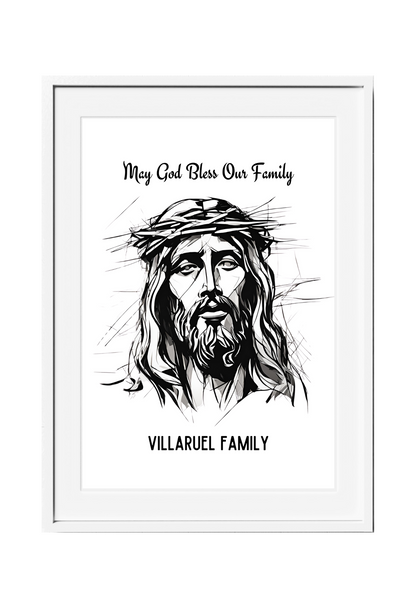 Personalized Jesus Pencil Sketch-Effect Wall Art