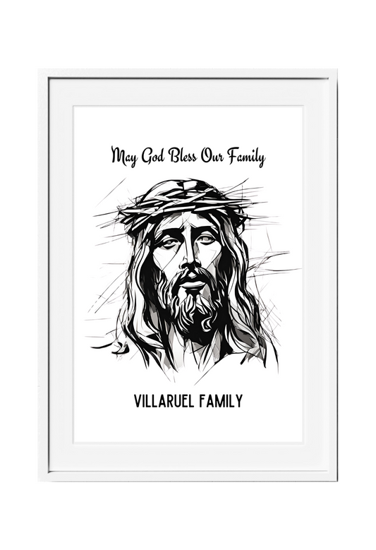 Personalized Jesus Pencil Sketch-Effect Wall Art