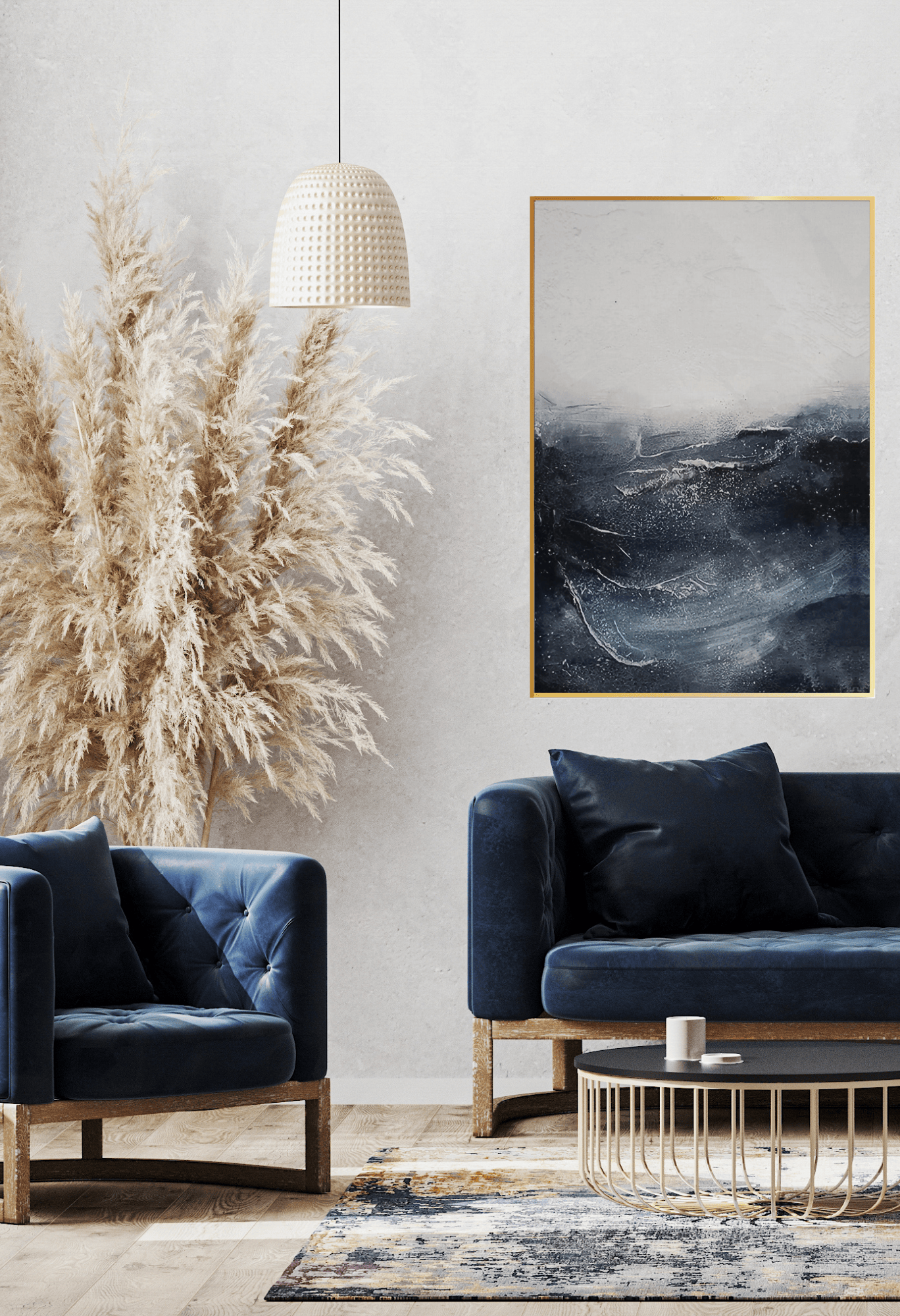 CP066 Blue Abstract Design Canvas Print Wall Decor