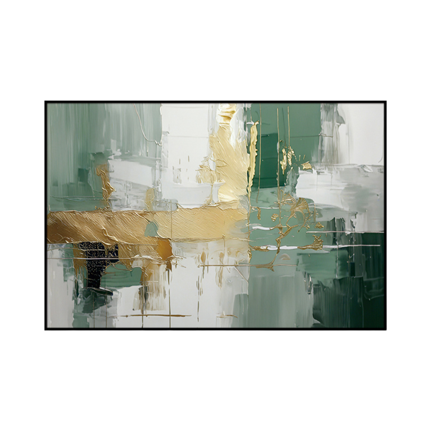 CP188 Green and Gold Abstract Print Wall Decor