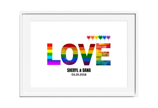 Personalized Pride Love and Rainbow Hearts Wall Art