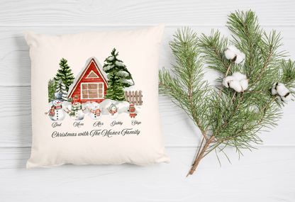 Personalized Christmas Family Cushion Cover (Pillow Insert Not Included)