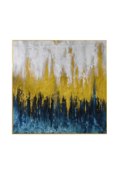 HP038 Abstract Blue and Yellow Acrylic Hand-Painted Wall Decor