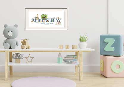 Personalized Kids Name Art Zoo Animals