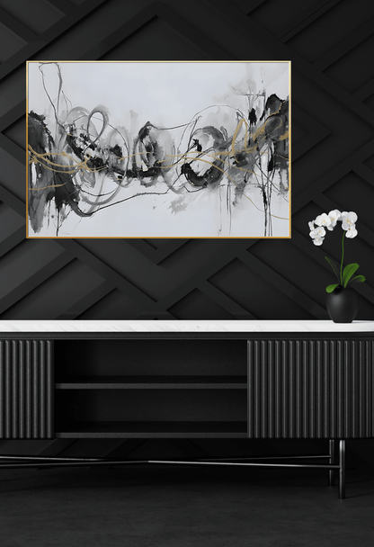 CP087 Neutral Black and Gold Abstract Canvas Print Wall Decor