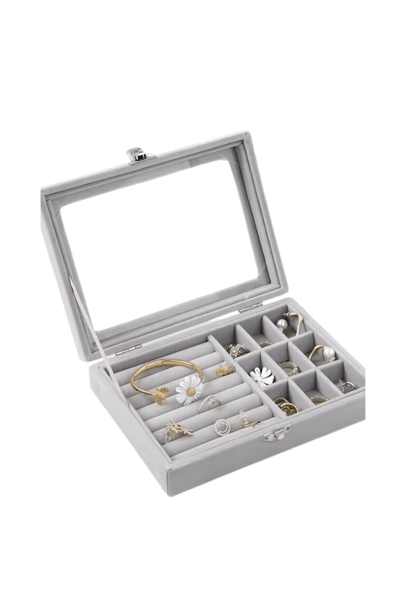 Personalized Velvet Jewelry Box with Glass Top