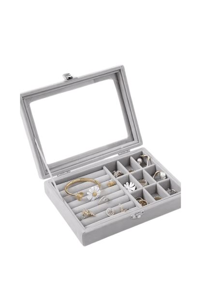 Personalized Velvet Jewelry Box with Glass Top